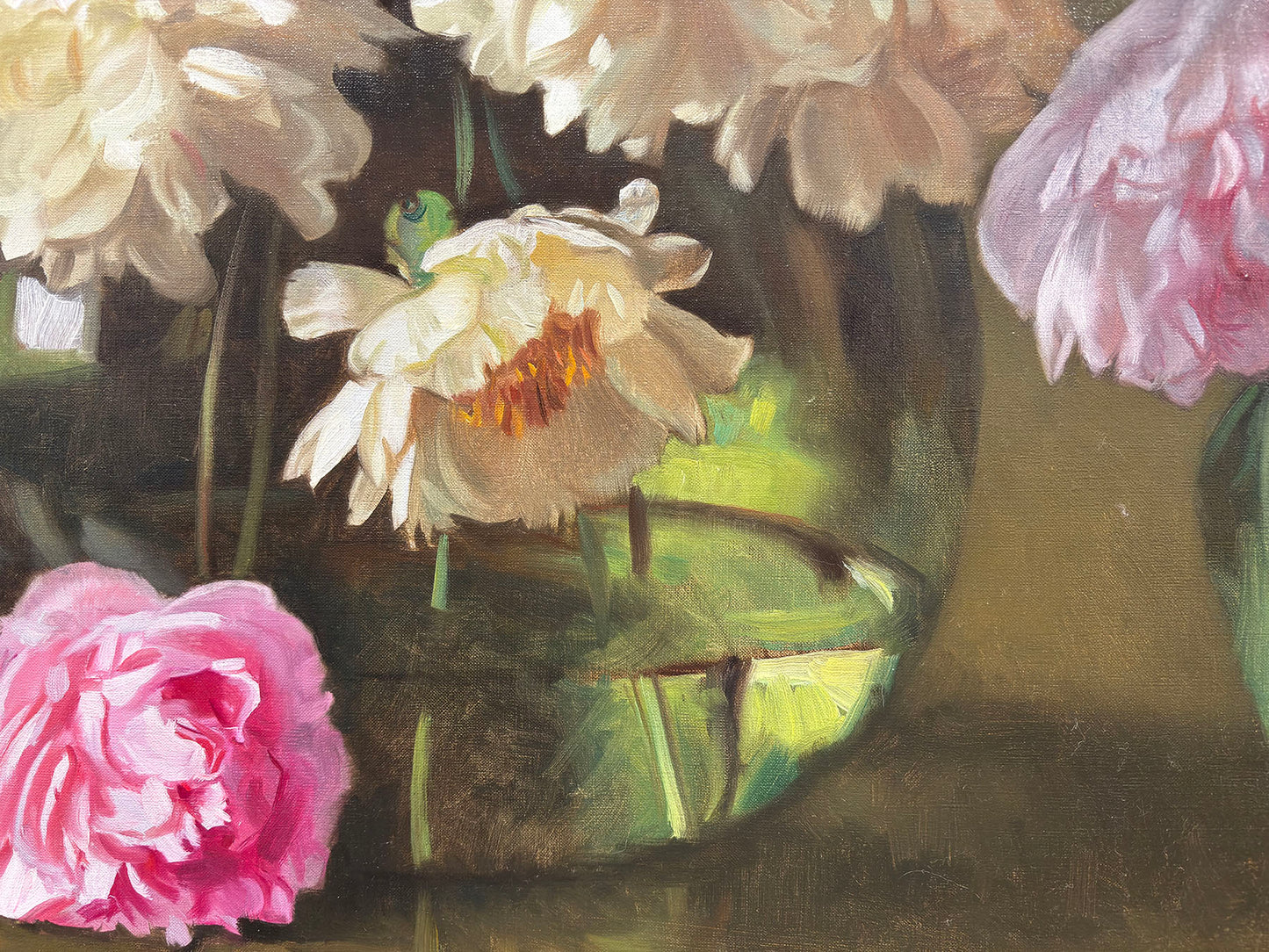 Peonies in a Demijohn by Evan Wilson